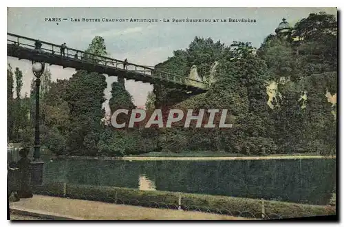 Ansichtskarte AK Paris les Buttes Chaumont Artistique le Pont suspendu et la Belvedere