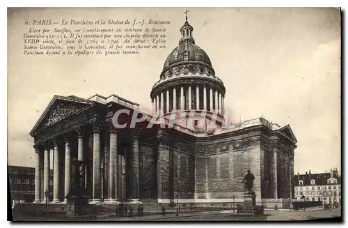 Cartes postales Paris le Pantheon et la Statue de JJ Rousseau