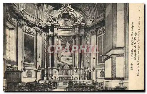 Cartes postales Paris Eglise St Sulpice Chapelle de la Vierge statue de la vierge par Pigalle panneaux par Val L