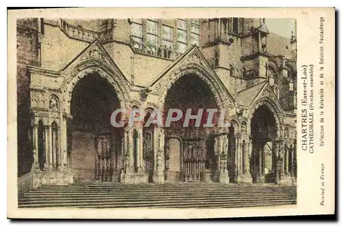 Cartes postales Chartres Eure et Loir Cathedrale Porches ensemble