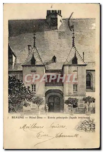 Cartes postales Beaune Hotel Dieu Entree principale facade interieure