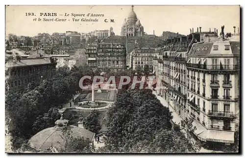 Ansichtskarte AK Paris Le Square d'Anvers et le Sacre Coeur Vue Generale