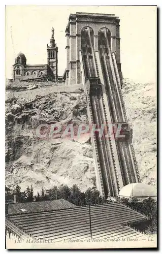 Cartes postales Marseille l'Anscenseur et Notre Dame de la Garde