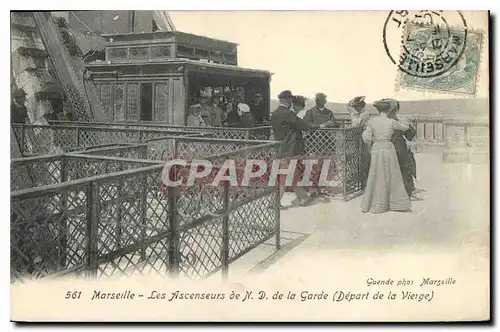 Cartes postales Marseille Les Anscenseurs de N D de la Garde depart de la vierge