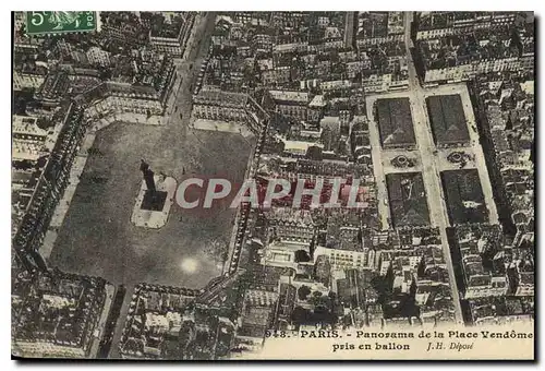 Cartes postales Paris Panorama de la Place Vendome pris en ballon