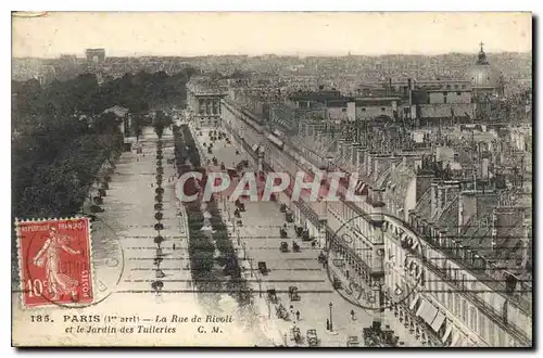 Cartes postales Paris La Rue de Rivoli et le Jardin des Tuileries