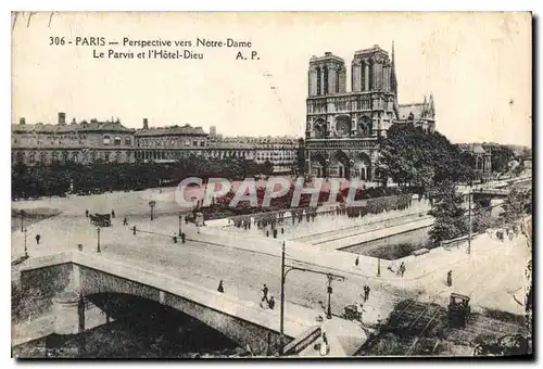 Ansichtskarte AK Paris Perspective vers Notre Dame Le Parvis et l'Hotel Dieu