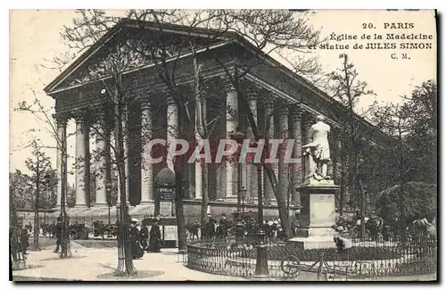 Cartes postales Paris Eglise de la Madeleine et Statue de Jules Simon