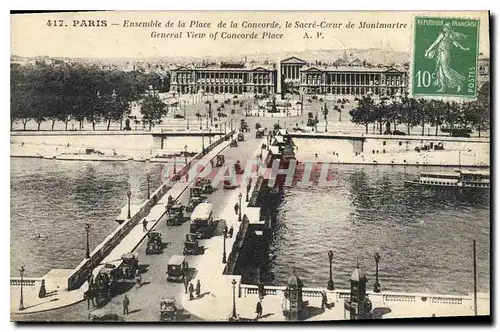 Cartes postales Paris Ensemble de la Place de la Concorde le Sacre Coeur de Mntmartre