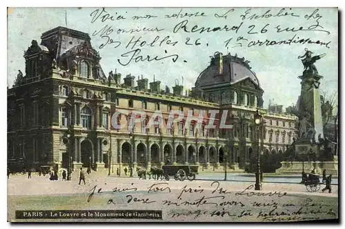 Cartes postales Paris Le Louvre et le Monument de Gambetta