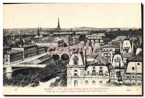 Cartes postales Paris Vue des sept Ponts prise de Saint Garvais