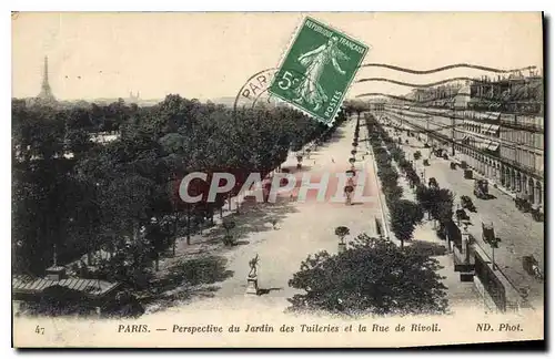 Cartes postales Paris Perspective du Jardin des Tuileries et la Rue de Rivoli