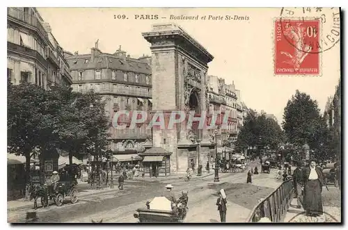 Cartes postales Paris Boulevard et Porte St Denis