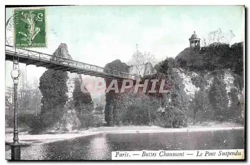 Cartes postales Paris Buttes Chaumont Le Pont Suspendu