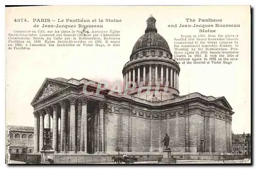 Ansichtskarte AK Paris Le Pantheon et la Statue de Jean Jacques Rousseau