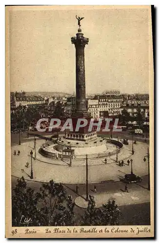 Cartes postales Paris La Place de la Bastille et la Colonne de Juillet