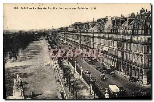 Cartes postales Paris La Rue de Rivoil et le Jardin des Tullerles