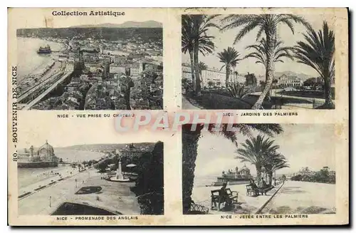 Ansichtskarte AK Collection Artistique Souvenir de Nice Vue prise du Chateau Jardins des Palmiers Promenade des A