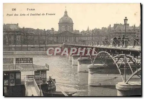 Ansichtskarte AK Paris Pont des Arts et Institut de France Elixir Combier Bateau