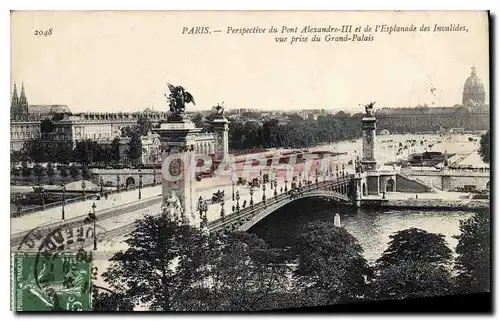 Cartes postales Paris Perspective du Pont Alexandre III et des Palais