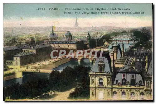 Cartes postales Paris Panorama pris de l'eglise Saint Gervais