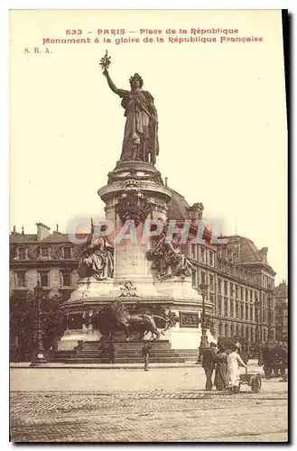 Ansichtskarte AK Paris Place de la Republique Monument et la gloire de la Republique Francaise