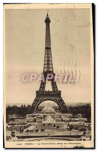 Cartes postales Paris la Tour Eiffel prise du Trocadero