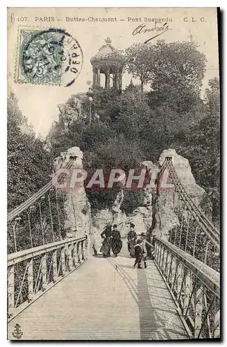 Cartes postales Paris Buttes Chaumont Pont suspendu