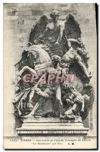 Ansichtskarte AK Paris Bas Reliefs de l'Arc de Triomphe de l'Etoile la Resistance par Etex