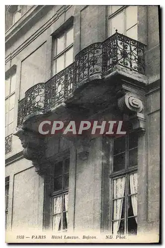 Cartes postales Paris hotel Lauzun Balcon