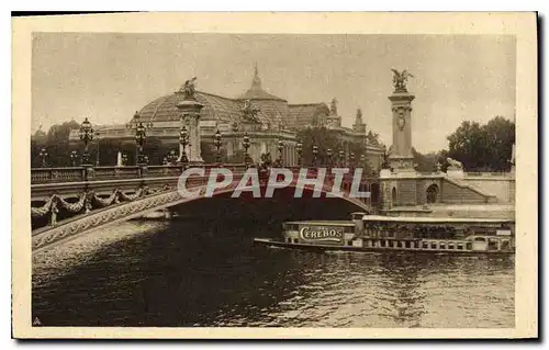 Cartes postales Paris le Grand Palais et le Pont Alexandre III Bateau Publicite Sel Cerebos