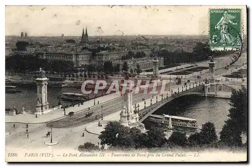 Cartes postales Paris VIIIe le Pont Alexandre III panorama de Paris pris du Grand Palais