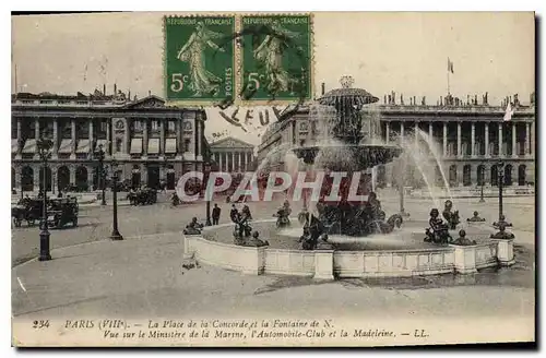 Ansichtskarte AK Paris VIIIe la place de la Concorde et la Fontaine de N vue sur le Ministere de la Marine l'Auto