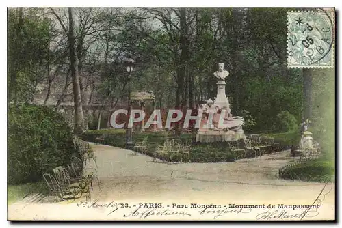 Cartes postales Paris parc monceau Monument de Maupassant