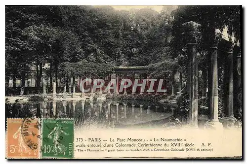 Cartes postales Paris le Parc Monceau la Naumachie Ovale entoure d'une Colonnade Corinthienne du XVIII siecle