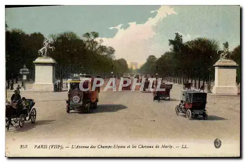 Ansichtskarte AK Paris VIII l'Avenue des Champs Elysees et les Chevaux de Marly