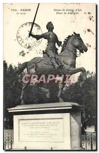 Cartes postales Paris 8e arrt statue de Jean d'Arc Place St Augustin