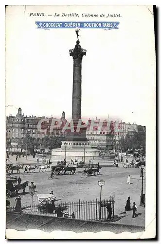 Cartes postales Paris la Bastille Colonne de Juillet Chocolat Geuerin Boutron Paris