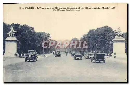 Ansichtskarte AK Paris l'Avenue des Champs Elysees et les Chevaux de Marly