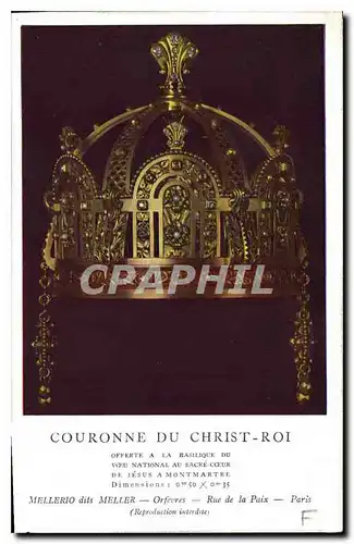 Cartes postales Couronne du Christ Roi offert a la Basilique du vceu national au sacre coeur de jesus a Montmart