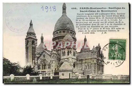 Cartes postales Paris Montmartre Basilique du Sacre Coeur de Montmartre