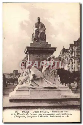 Ansichtskarte AK Paris Place Breteuil Monument eleve a la Memoire de Pasteur par Souscription internationale