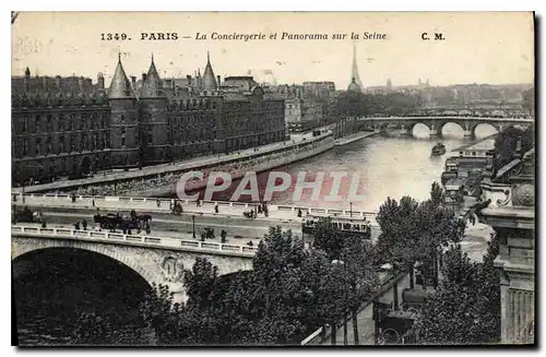 Ansichtskarte AK Paris la Conciergerie et Panorama sur la Seine Tour Eiffel