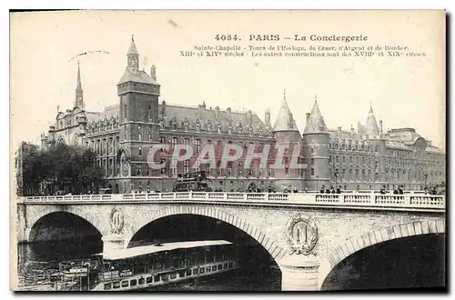 Cartes postales Paris la Conciergerie Sainte Chapelle Tours de l'Horloge de Cesar d'Argent et de Bombee