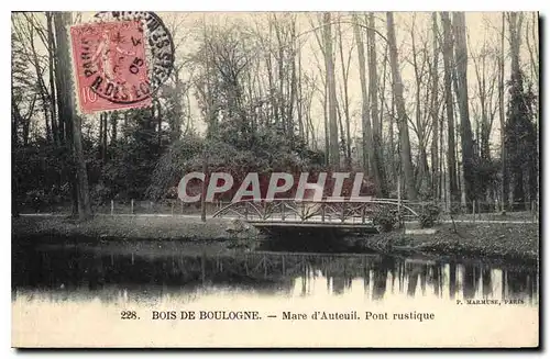 Ansichtskarte AK Bois de Boulogne Mare d'Auteuil Pont rustique