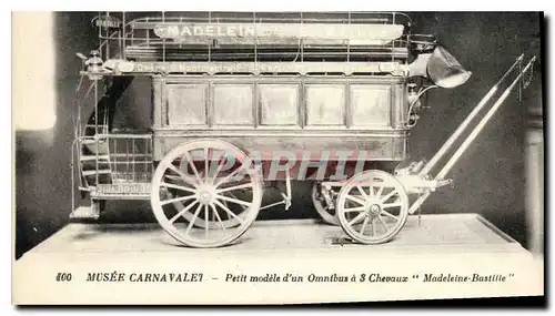 Ansichtskarte AK Musee Carnavalet petit modele d'un Omnibus a 3 chevaux Madeleine Bastille