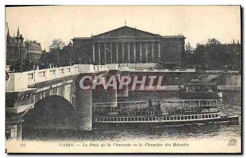 Ansichtskarte AK Paris Le Pont de la Concorde et la Chambre des Deputes Bateau Peniche