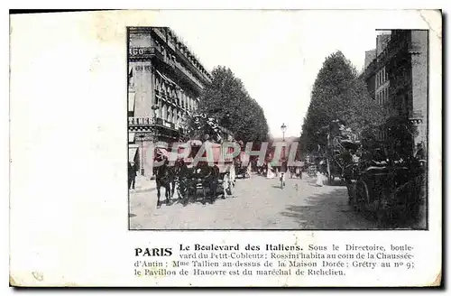 Ansichtskarte AK Paris Le Boulevard des Italiens Sous le Directoire boulevard du Petit Coblentz