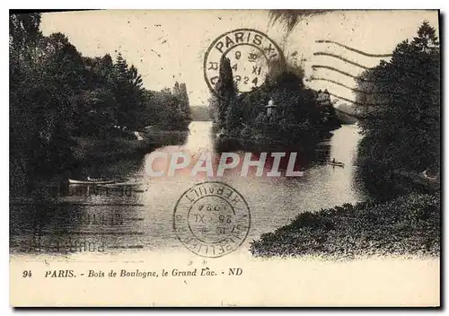 Cartes postales Paris Bois de Boulogne le Grand Lac