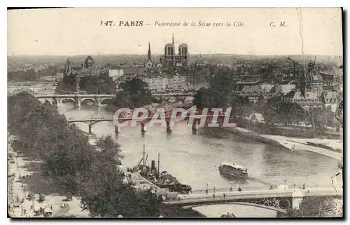 Cartes postales Paris Panorama de la Seine vers la Cite